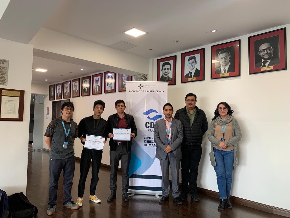 CDHPUCE's tweet photo. Felicitamos a los ganadores del Concurso Interno de Derechos Humanos 2022, Gabriel Campoverde y Mateo Herrera. Agradecemos y felicitamos a todos los equipos concursantes por su participación y excelente desempeño.    #ddhh #puce #cdhpuce https://t.co/287J5gCWBj