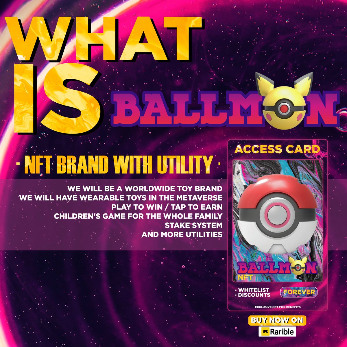 ballmonnft's tweet photo. @Drop_Your_NFT_ BALLMON NFT is in the game now! We have launched our Pre-Collection of 555 ACCESS CARDS!
@ballmonnft
 will be a registered trademark for physical accessories and in the metaverse

#nfts #rarible #NFTCommunity #nftlaunch #cryptoart #nftartist #crypto #nftcollector #NFTProject 👇 https://t.co/6KxcSWn2WW