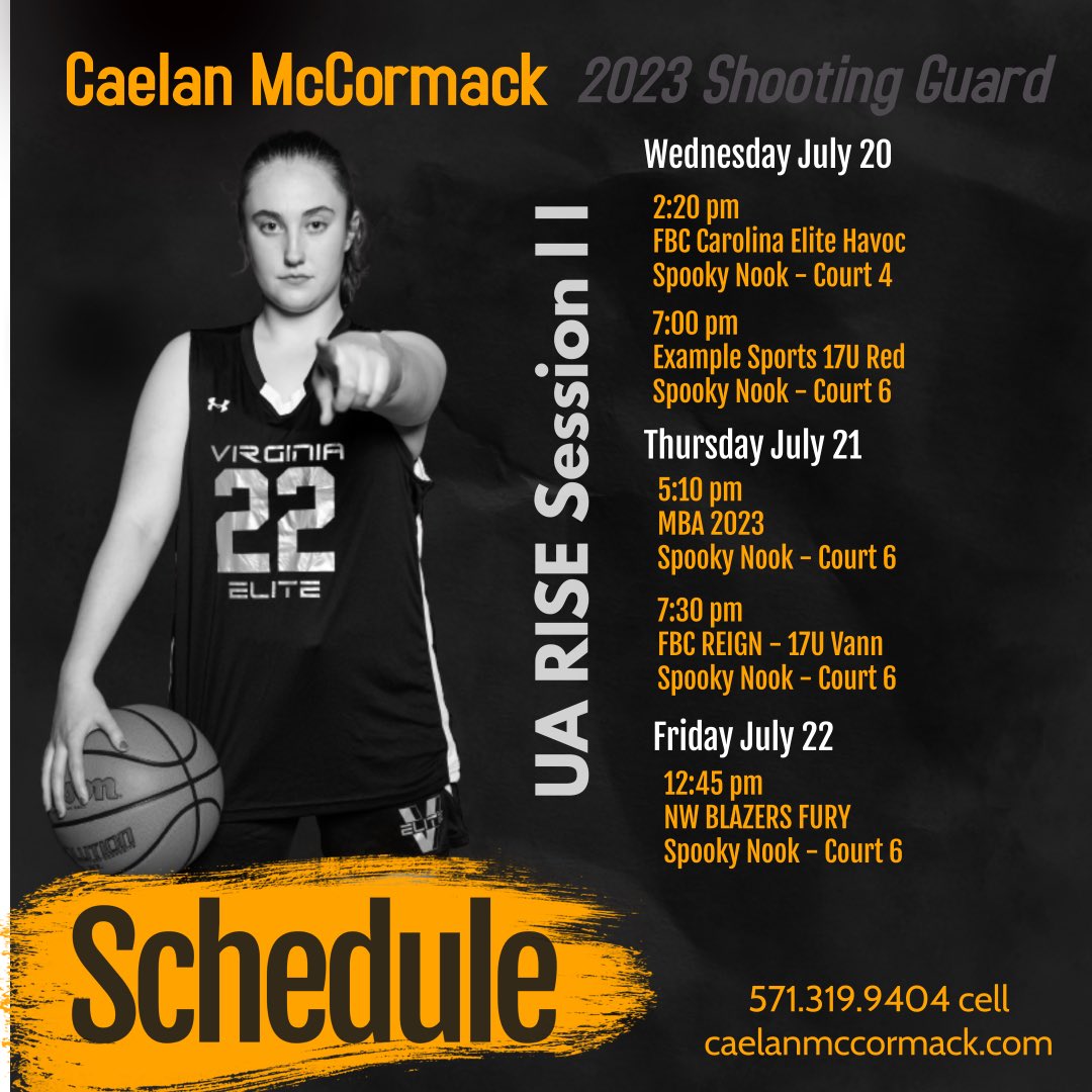 UA Rise Session II Schedule - Spooky Nook Sports <a href="/UAbasketball/">Under Armour Basketball</a> thank you in advance to all the coaches who have let me know they will be watching me play!