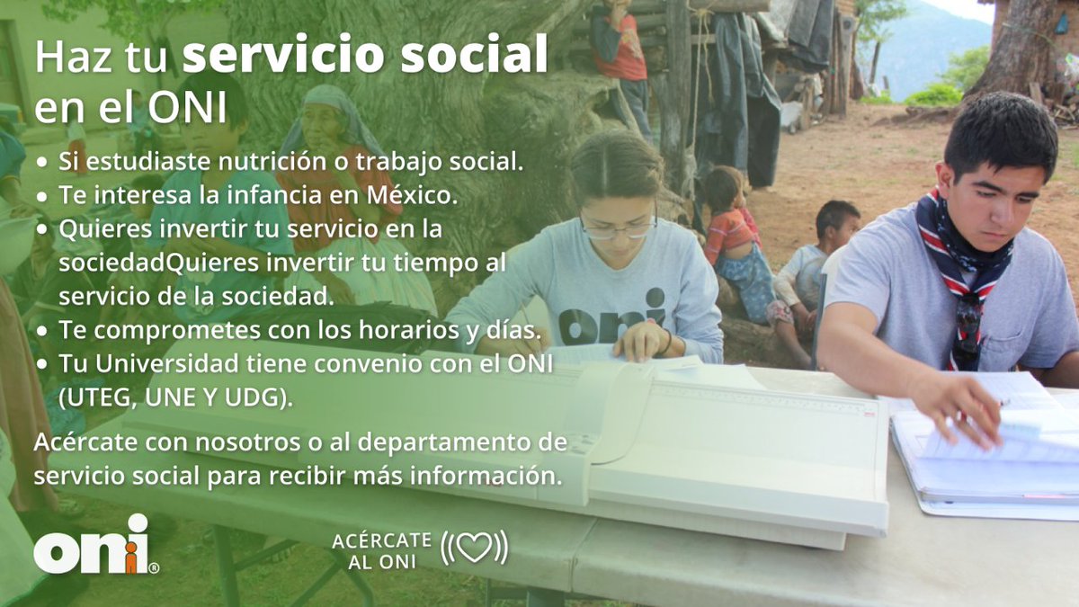 ONImexico's tweet photo. Que la primera experiencia al ejercer tu profesión sea para #ayudar a los demás. #serviciosocial #onimexico https://t.co/JkPdA7u2N0