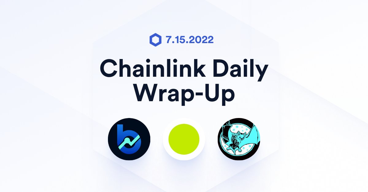 chainlink's tweet photo. ⬡ DAILY WRAP-UP ⬡ 

⛓️ Integrations across #Avalanche, #Ethereum, #Fantom, and #Polygon ⛓️

@BhavishFinance | CPF &amp; Keepers | Prediction markets
@Di_animals | VRF | Random #NFT allocations
@PotluckProtocol | CPF &amp; VRF | Accurate NFT pricing &amp; access to a verifiable RNG https://t.co/s8PXymcETe