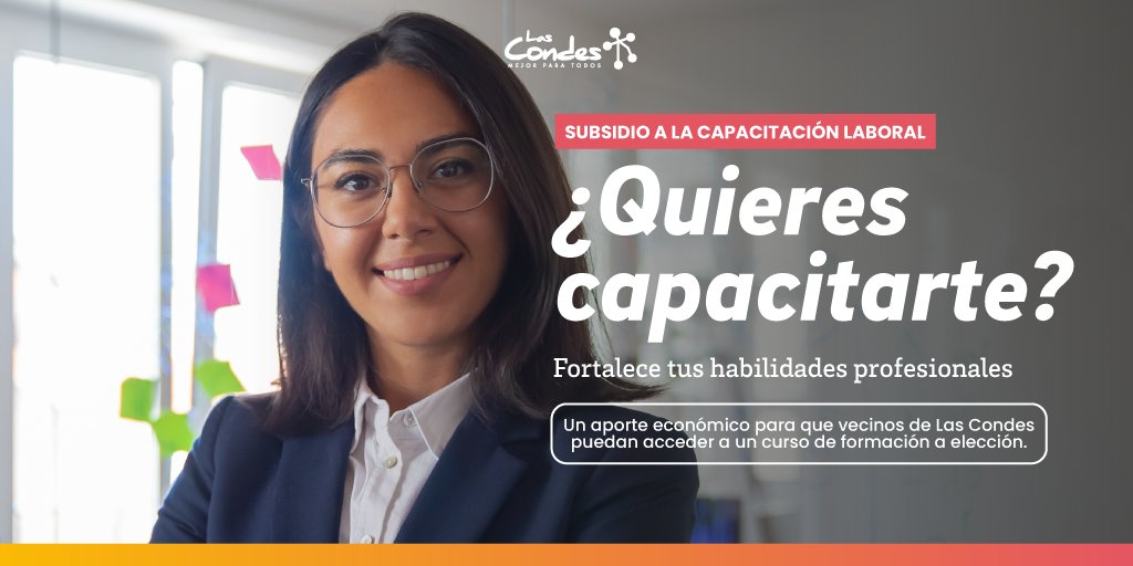 ¿Quieres aprender y fortalecer tus habilidades profesionales? 📌

Te invitamos a postular al Subsidio de Capacitación Laboral ⬅️

Más info sobre este beneficio, 🔗bit.ly/3o4DnMj 📧capacitacionlaboral@lascondes.cl  📞2 2950 7652 ✅

<a href="/LC_Decom/">Desarrollo Comunitario</a>