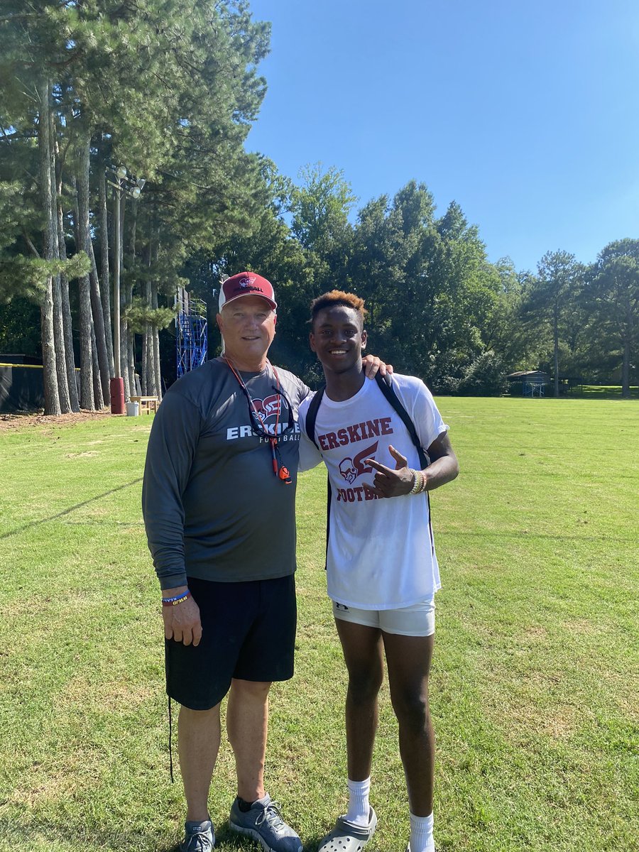 After a great camp and a great talk with <a href="/shapboyd/">Shap Boyd</a> , I’m blessed to receive my first offer from <a href="/FleetFB/">Erskine Football</a> <a href="/WR_Coach_TK/">T.K. Ehlebracht</a> <a href="/LugoffElginHigh/">Lugoff Elgin Athletics</a>