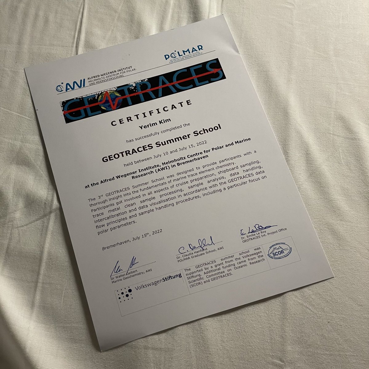 yerimoceankim's tweet photo. Completed the 3rd 2022 @geotraces summer school hosted by @AWI_Media. It was a wonderful experience to meet and communicate with young scientists in the same field as me. Thanks a million, and see y'all later! https://t.co/yitimfYmcz