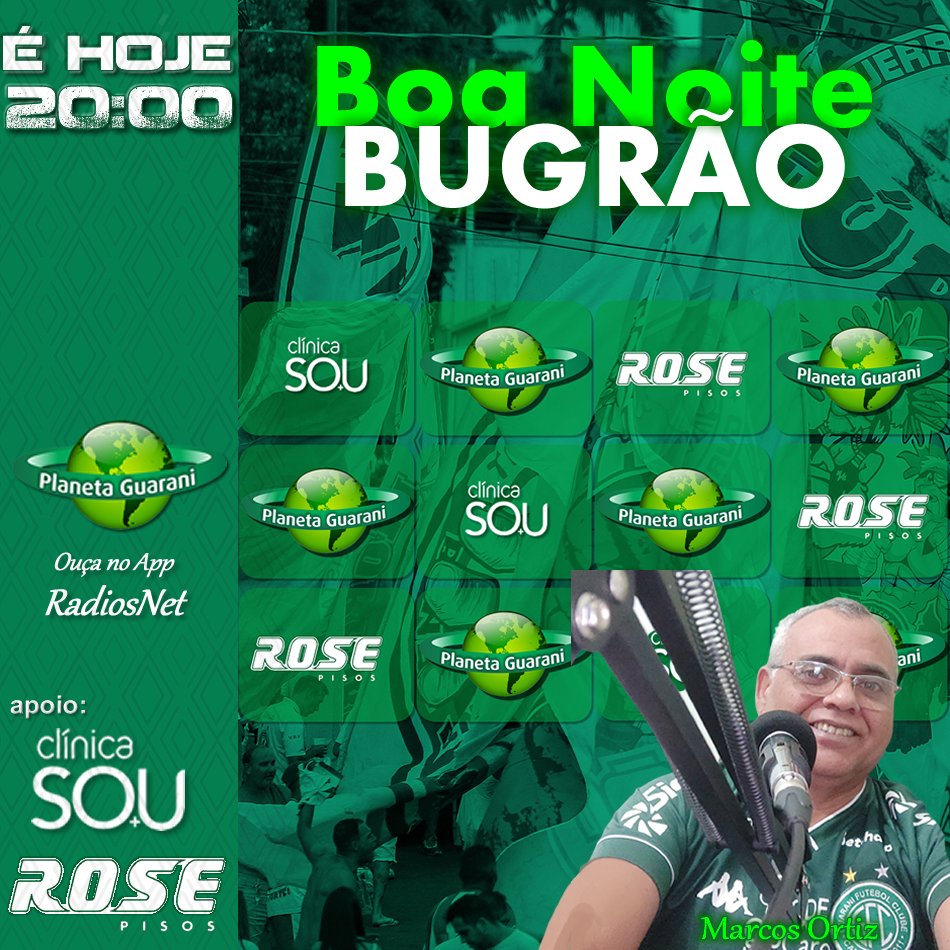 É SÓ CLICAR E CURTIR AO VIVO: radios.com.br/play/118254
Hoje às 20:00 tem Boa Noite, Bugrão ao vivo na Rádio Planeta Guarani, é a última resenha antes da bola rolar no Brinco pra Guarani x Bahia, 18ª rodada da Série B. VAMOS JUNTOS?