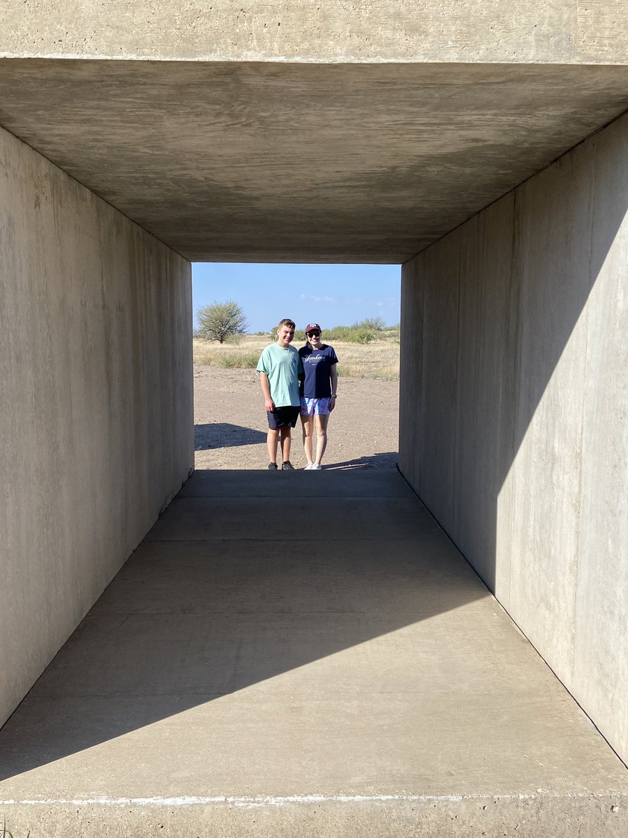 JES_Dickinson's tweet photo. Went to Chinati early this morning. What a cool place! #outsidetour #DonaldJudd we played with angles and light and enjoyed ourselves. https://t.co/tM0QIxiWiJ