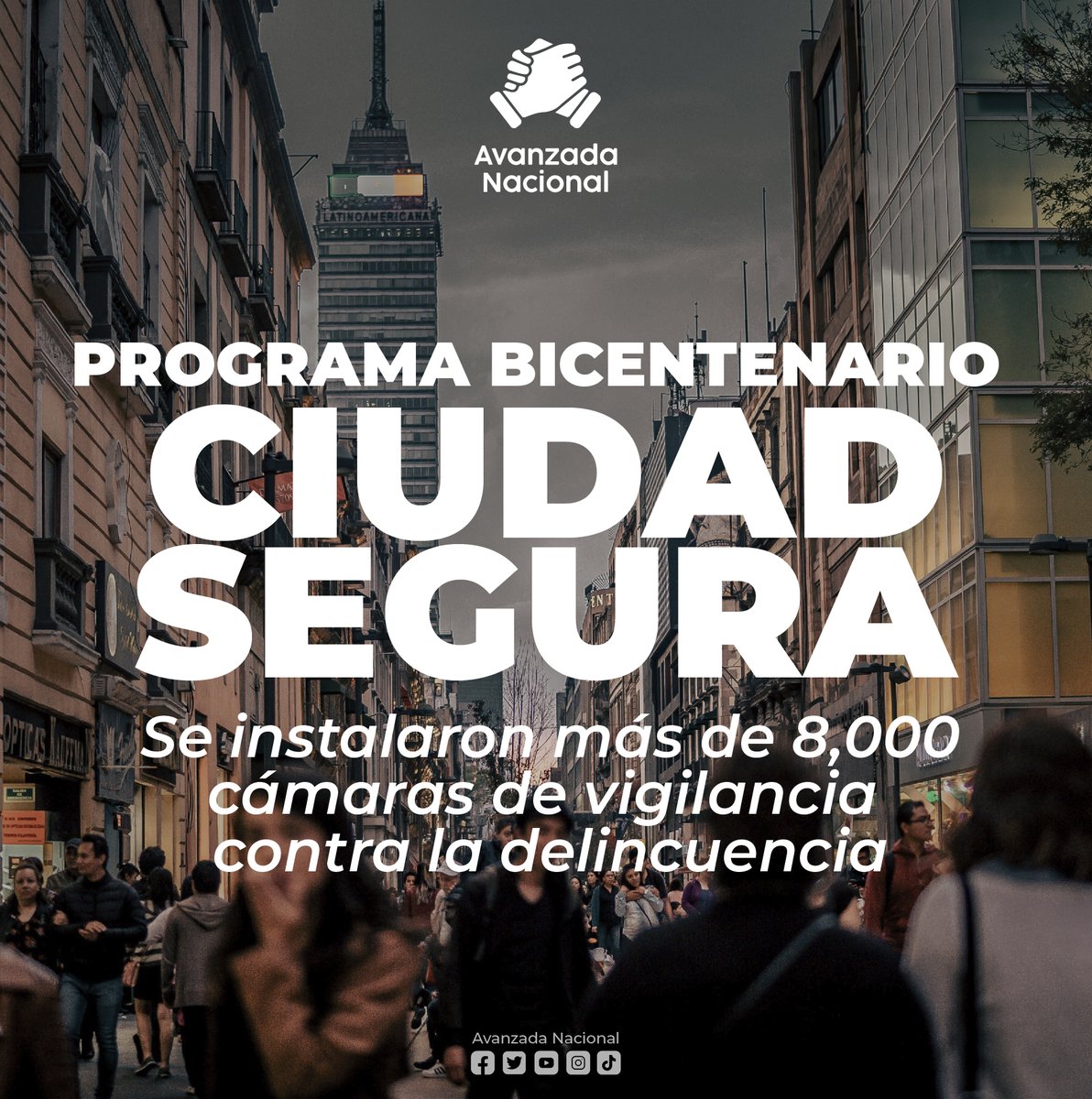 avanzada_n's tweet photo. #RecuerdasQue @m_ebrard, como jefe de Gob. capitalino, implementó el programa Bicentenario Ciudad Segura y se instalaron más de ocho mil cámaras de vigilancia contra la delincuencia, además, de apoyar en monitoreo de riesgos por sismos. #AvanzadaNacional #LaGranTransformacion https://t.co/i3TpmS0VDA