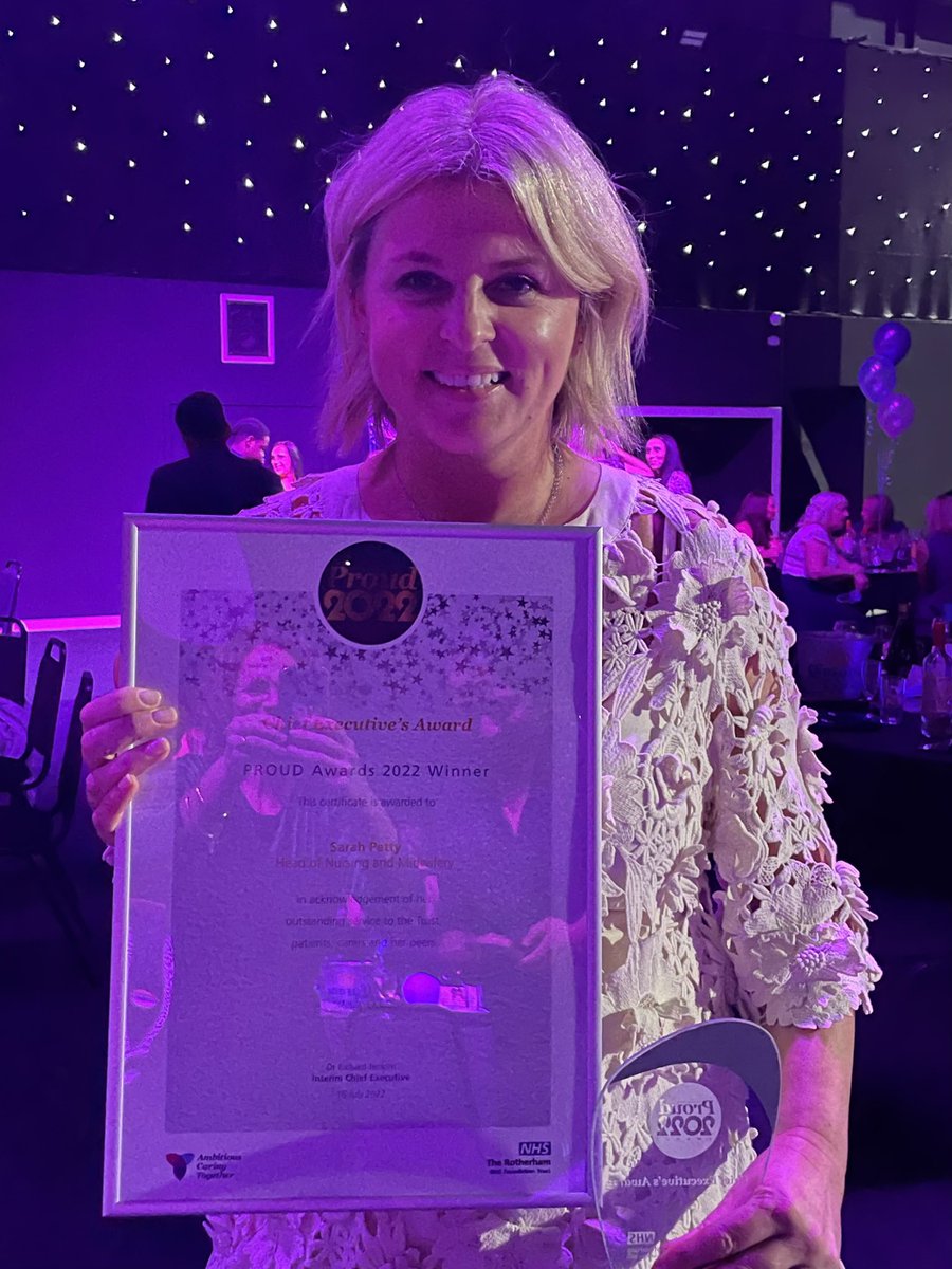 Our amazing Head of Midwifery has just won the Chief Executive Award at the Rotherham Proud Awards! Well deserved! We are so lucky to work with you!! #teamwork #mentorship 👏👏<a href="/Sarahpetty11/">Sarah Petty</a> <a href="/RotherhamNHS_FT/">The Rotherham NHS FT</a>