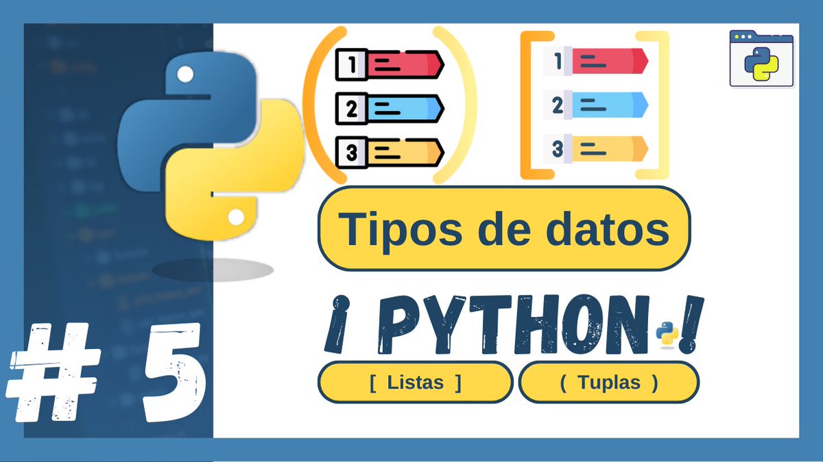 HobbiesTecno's tweet photo. #Python 2022 🐍| Tipos de datos en Python, Listas y tuplas 📋 📑 ⬇️
Vídeo: ➡️ https://t.co/2qi2PzZGvt
#programacion #pseint #software #geek #pseudocodigo #developers #programador #desarrollador #Tecnologia
#algoritmo #AprendeAProgramar #python https://t.co/wphPbljMvu