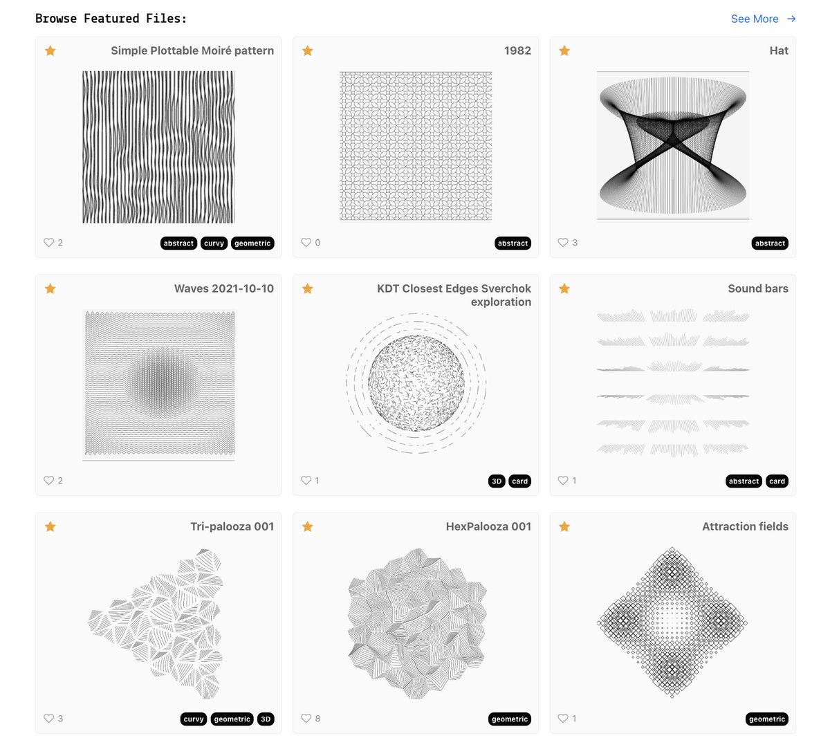 Hundreds of #plotter friendly #SVG files are available for free on <a href="/plotterfiles/">Plotterfiles</a> website:

plotterfiles.com 

#plottertwitter #drawings #generative #art 
Please enjoy and share the word!