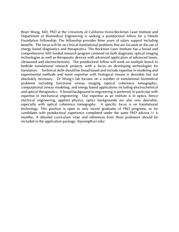 bchoi033's tweet photo. Postdoctoral/Hewitt Foundation fellowship position available in my colleague Brian Wong's lab @BeckmanLaser https://t.co/mgGwlyZJl9