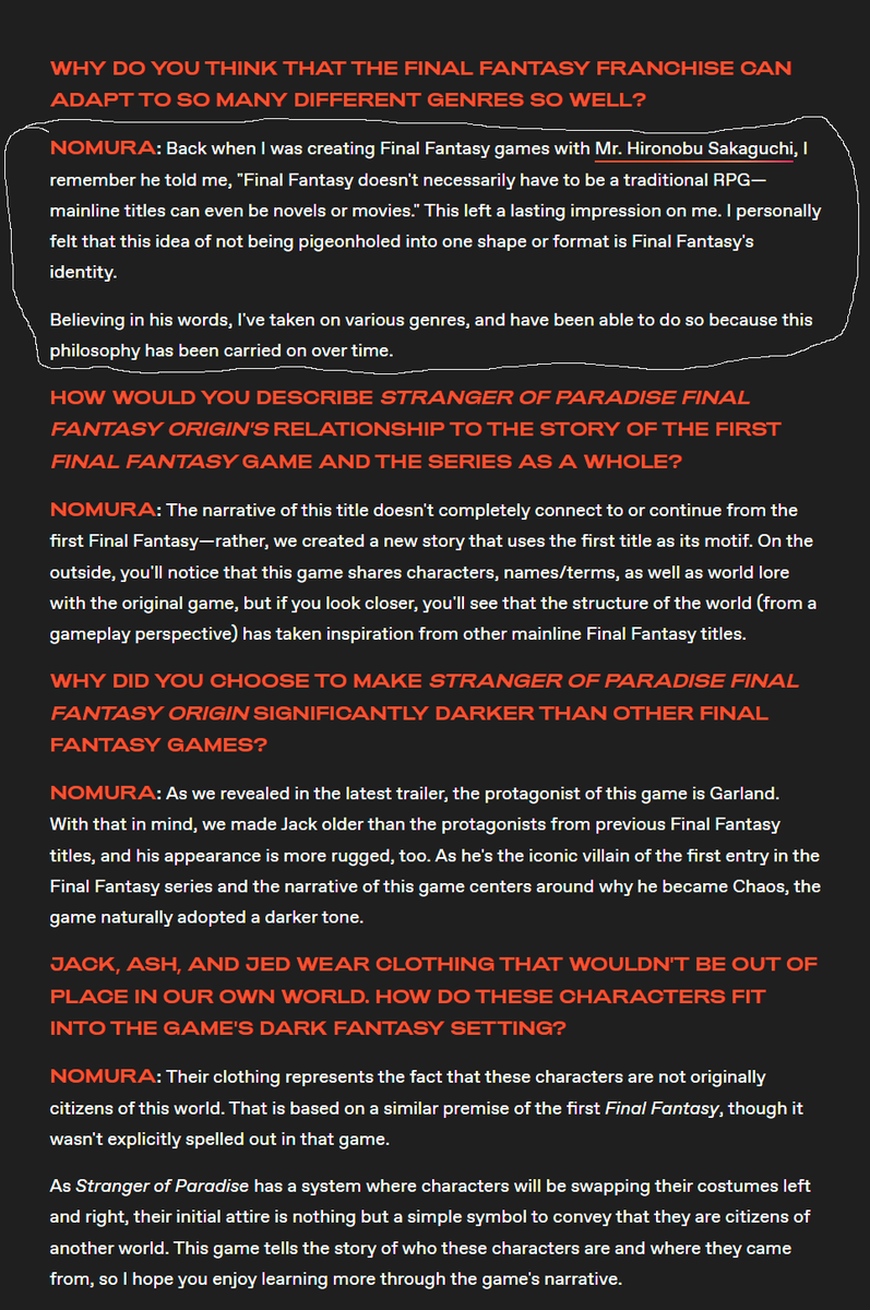 MattAndre's tweet image. Whenever people constantly say "FF'S ONLY ALLOWED TO BE TURN-BASED OTHERWISE IT'S NOT FF", I'ma just point to this.
"Final Fantasy doesn't necessarily have to be a traditional RPG-- mainline titles can even be novels or movies." - Hironobu Sakaguchi, the FATHER of #FinalFantasy.