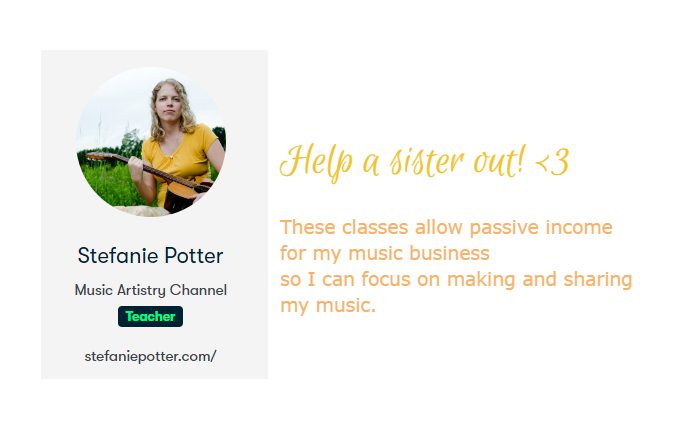 StefPotterMusic's tweet photo. Some bad news came in... 3 of my Skillshare Classes might close in August. *But you can help!*

You can join Skillshare for free for a month, then check out my classes and post a [positive ;) ] review! 
https://t.co/8vdTkZNy2S

If you do this, I'll send you free merch! https://t.co/3LIjfDoqEj