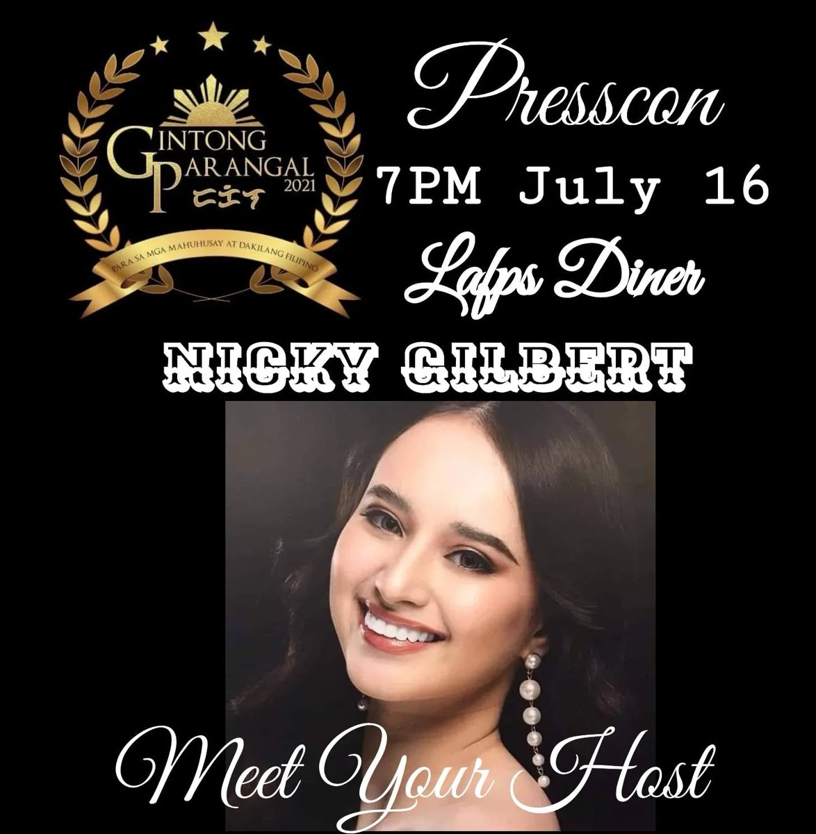 DailyNewsPhil's tweet photo. Simply Exquisite show host Nicky Gilbert @nickygilbert5 was invited tonight to host the Gintong Parangal presscon in LAFPS DINER the event will be Live at Gintong Parangal FB Page. #NickyGilbert #SimplyExquisite https://t.co/8Lhre0fdrQ