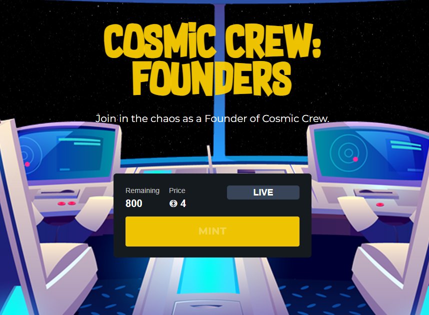 TheCosmicDev's tweet photo. @CosmicCrewNFT $SOL Mint is live. https://t.co/kXRuu5oDqU