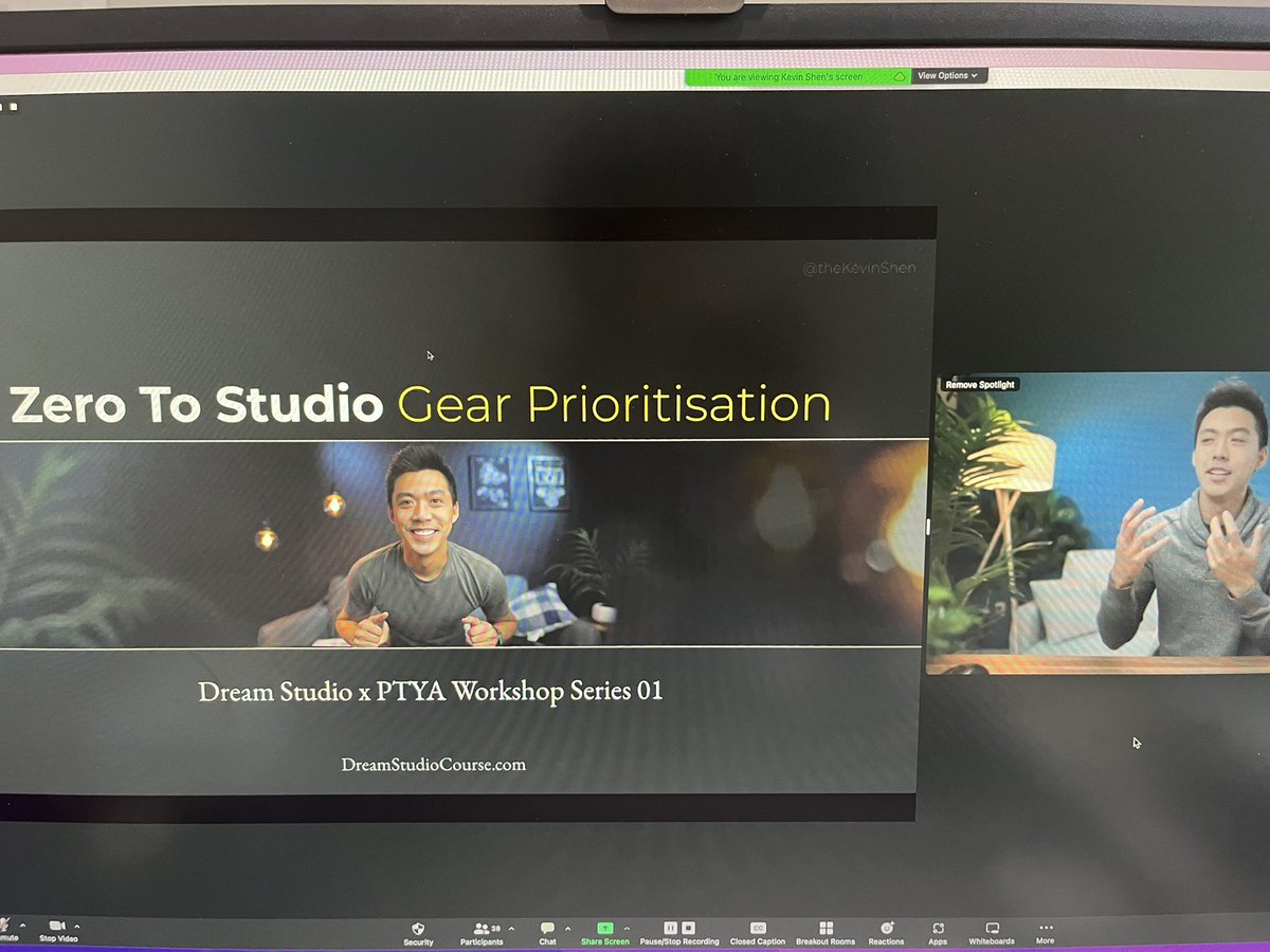 What a great way to end the first week of #ptya - we had <a href="/theKevinShen/">Kevin Shen - We Design Video Studios 🎥✨</a> from Dream Studio give us a mini masterclass in production 🙌 

We’re lucky enough to have them hosting not 1 but 4 sessions for us … and first up was gear prioritisation.

Here are just a few nuggets 👇