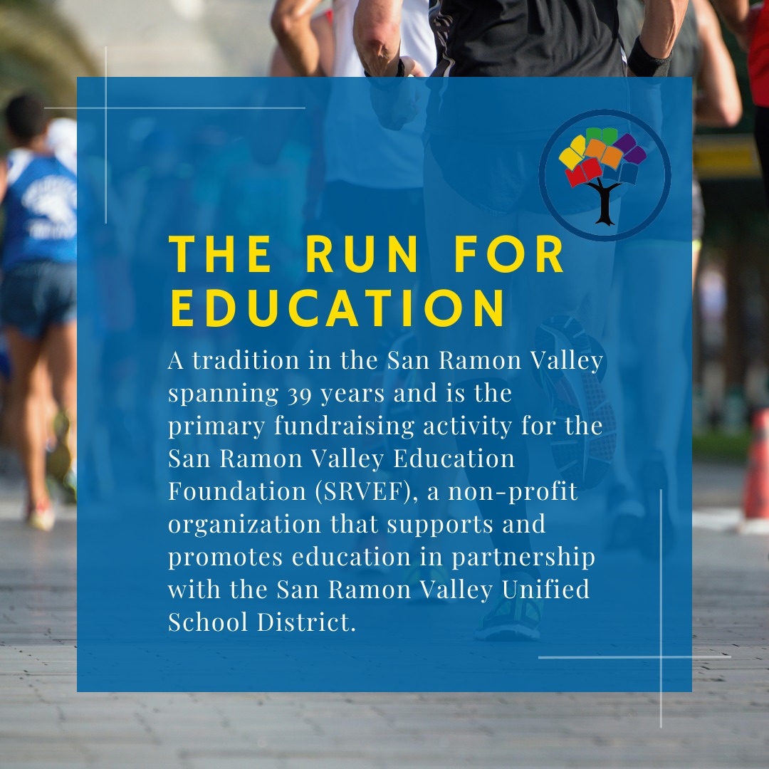 The Run for Education is a tradition in the San Ramon Valley spanning 39 years &amp; is our primary fundraising activity. We support and promote education in partnership with the <a href="/SRVUSD1/">SRVUSD</a> 🏃🏻‍♂️
Register today at srvef.org/the-run
#run #walk #roll #education #funrun #SRVEFRun2022