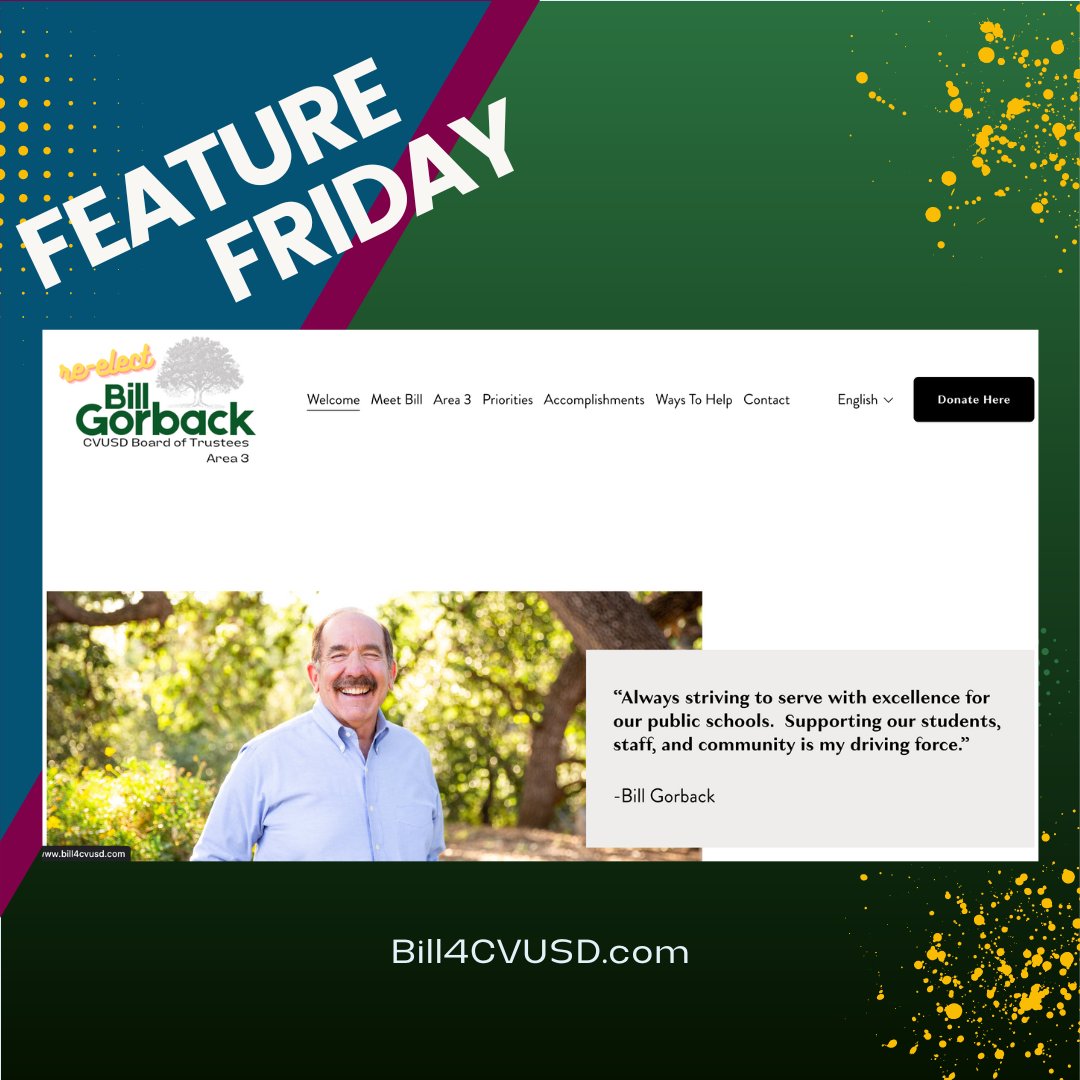 Bill4CVUSD's tweet photo. Happy Friday! And it IS happy because I get to announce that my re-election web site is live and up and running! Please review and share. With your support, we can get to the finish line for another 4 years of admirable good governance with our Board!
https://t.co/DTXWqn7pnL https://t.co/Al8zU1qJlA