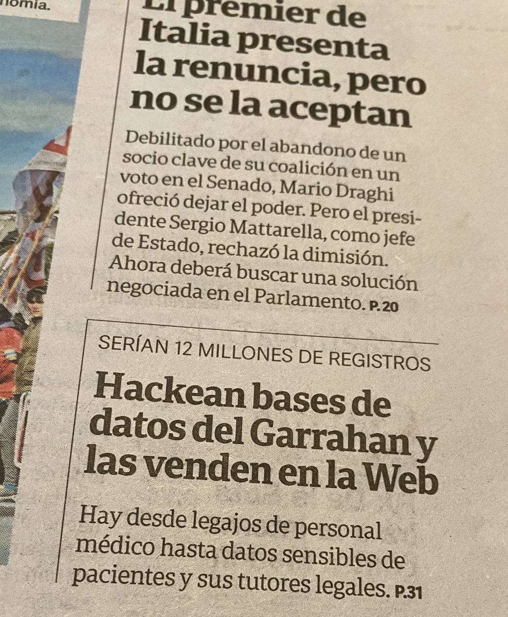 Información #databreach del Garrahan
Según comunicó el Hospital, reconocieron que “al menos dos servidores fueron víctimas de un hackeo”.
Créditos Daniel Monastersky
#Ciberseguridad #cibercrimen #datospersonales