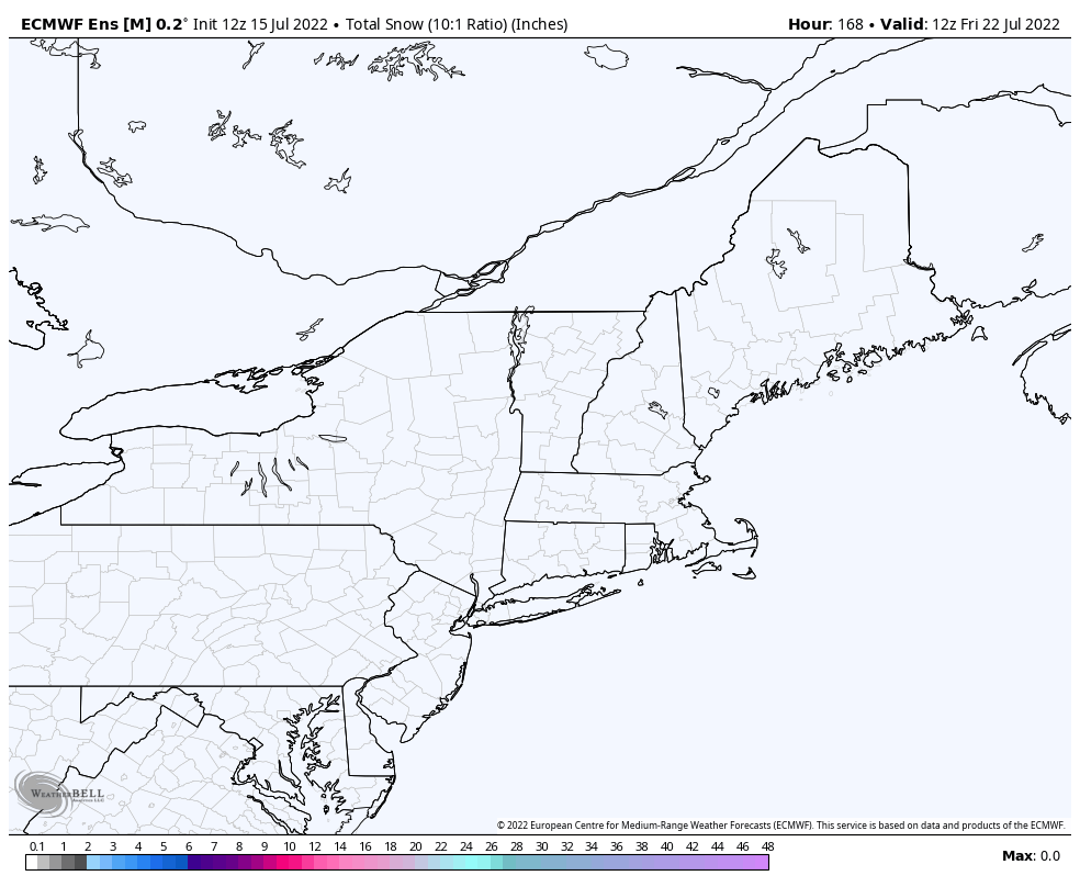 Snowfall forecast over the next week.
