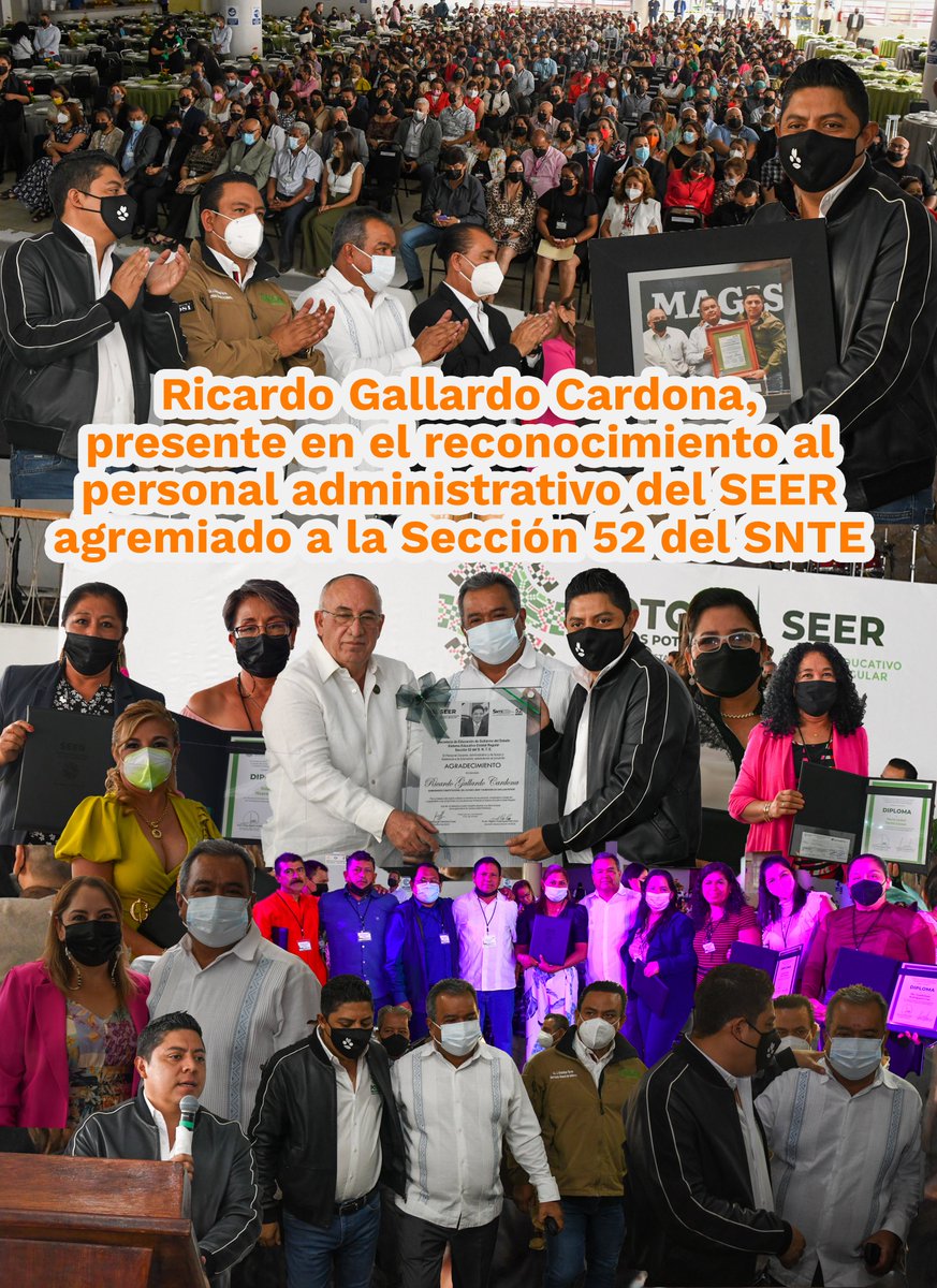 SNTESeccion52's tweet photo. Ricardo Gallardo Cardona, presente en el reconocimiento al personal administrativo del SEER agremiado a la Sección 52 del SNTE
@RGC_Mx
#SNTE52
#Sección52
#SNTE
#SNTECercano
#PotosíParaLosPotosinos
#PalabraDeMaestro https://t.co/yogb1kTxKP