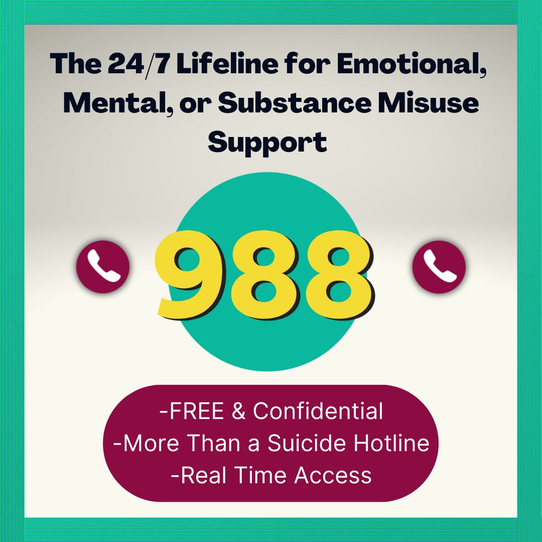 OHPNMSU's tweet photo. Aggies, starting today the new 9-8-8 lifeline will be available all over the U.S.
This is a 24/7 Lifeline for Emotional, Mental or Substance Misuse Support. 🤍❤️💙
#anxiety #988lifeline #depression #lookforthesigns #mentalIllness #suicide #mentalhealth #staystrong #hope https://t.co/G8sIVbIG08