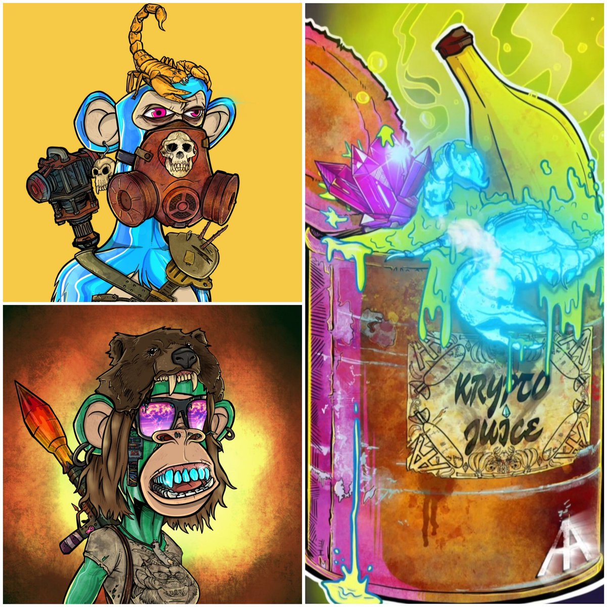 1stSgt_Jroc's tweet photo. Ok hear me out! Crystal Scorpion Warrior, Jade Bear Head Queen, and a Krypto Juice (J3)....Can you imagine what the twins, triplets, or quadruplets will look like?!?! 👀 #OutOfControl @NFT_Lover_26 #LFG #AAPE #AAPES #APEQueen #QueenApes #NFT @da_president518 @CuffinTheDip2xs https://t.co/FjSrXdZtul