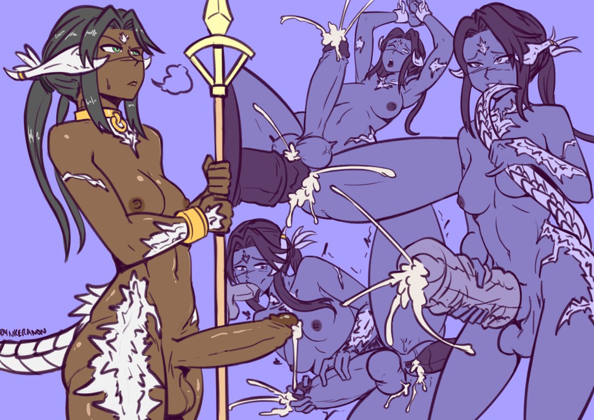 <a href="/MajiNsfw/">MajiNSFW</a> just hit 4k so here's his Raen Au Ra Reshmi making sure all her equipment still works after the Fantasia hit :V