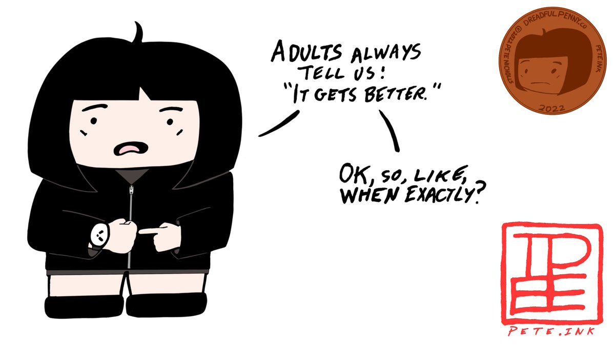 DreadfulPennyPg's tweet photo. The latest #DreadfulPenny cartoon from @PeteNicholls_ and https://t.co/cETml13grE!

https://t.co/FGExTtaYcT
https://t.co/cETml13grE

#webcomics #webcomic #cartoon #cartoons #emogirl #girl #emo #adults #itgetsbetter #life #truth https://t.co/Ntpvvc2JKn