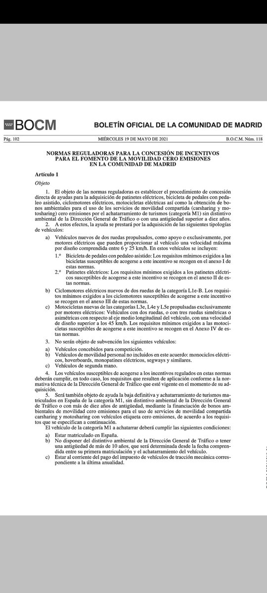 <a href="/EstherCCMadrid/">Esther Rodríguez</a> <a href="/paloma_martinm/">Paloma Martín Martín</a> <a href="/medioambientecm/">Medio Ambiente▪️Comunidad de Madrid</a> Lo más kafkiano de este asunto es que para desestimarlo se cite el apartado 1.2,a para vehículos con velocidad máxima de diseño de 25 km/h, mientras que en el apartado 1.2,c del mismo artículo se incluyen vehículos de tres ruedas diseñados para V > 45 km/h. <a href="/Willy_Sanz_/">Willy Sanz</a>