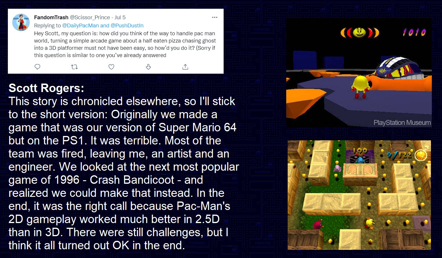 Daily Pac Man Scissor Prince Asked Hey Scott My Question Is How Did You Think Of The Way To Handle Pac Man World Turning A Simple Arcade Game About A Half Eaten