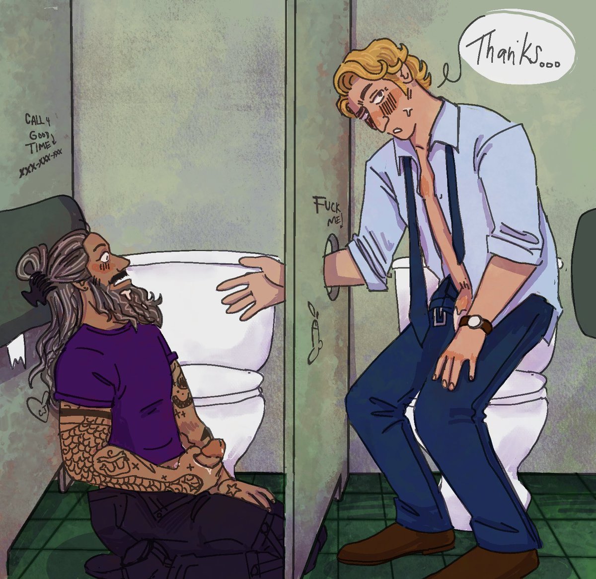 byzant9ne's tweet photo. stede doesn't know the gloryhole etiquette when he meets ed for the first time in the back of jackie's #ofmdnsfw https://t.co/syu8K6BIsF