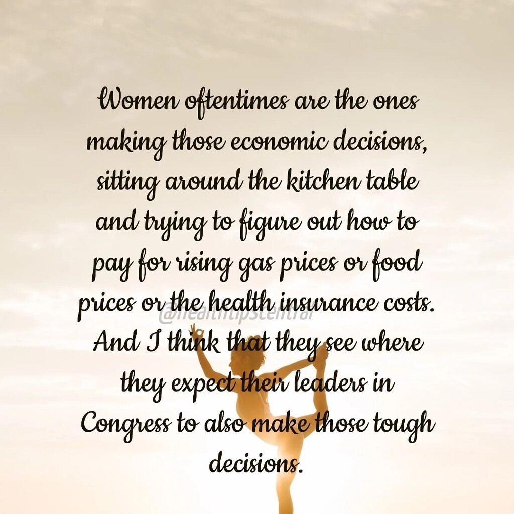 healthtipsfeed's tweet photo. Women oftentimes are the ones making those economic decisions, sitting around the kitchen table and trying to figure out how to pay for rising gas prices or food prices or the health insurance costs. And I think that they see where they expect their leaders in Congress to al… https://t.co/YitlCt2ZE5