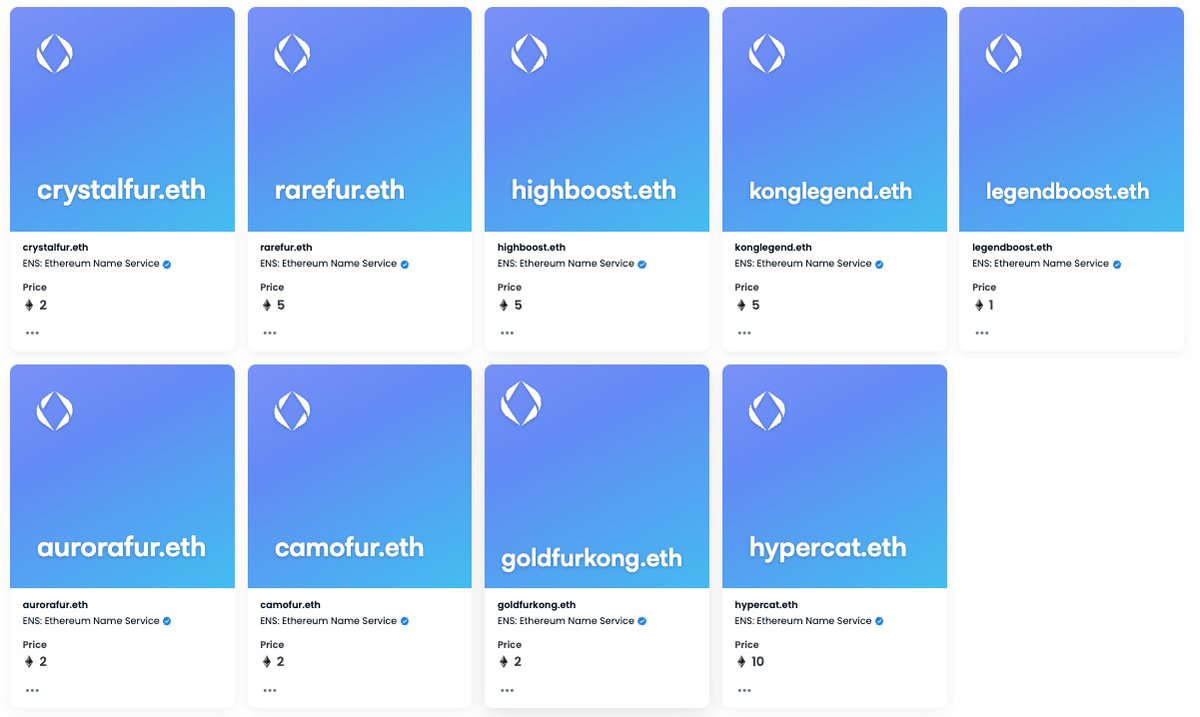 EmpireKongs's tweet photo. Here is the pricing on these #rkl #ens domains for @RumbleKongs rarities #takingoffers. Not opposed to setting up bundles for the right buyer. ๐๐ฅ๐ https://t.co/lX4hhmKL3r