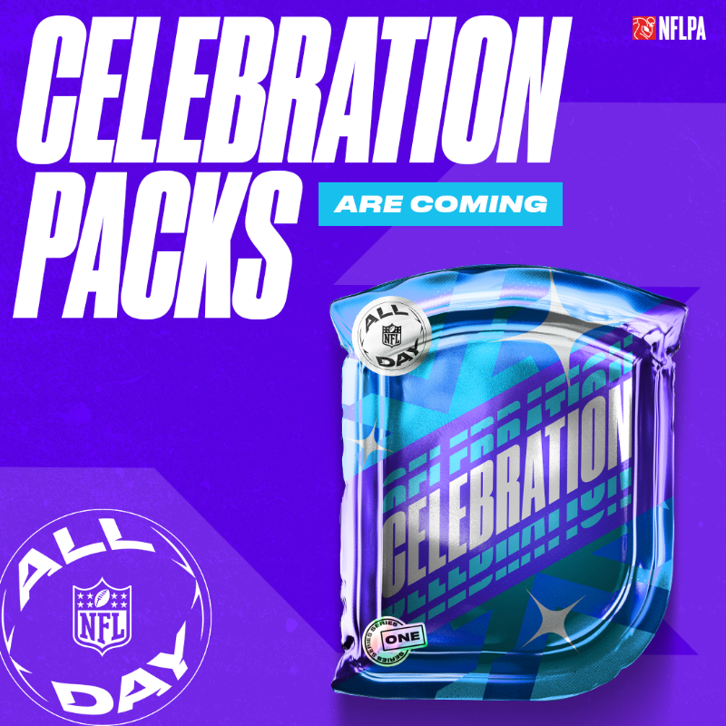 NFLALLDAY's tweet photo. Did someone say PACKS? 👀

We wouldn't be where we are without our amazing closed-beta community. Your support will form the foundation for years of excitement to come on #NFLALLDAY 🤩

So, as a small token of appreciation...

We'll be airdropping Celebration packs this Tuesday!
