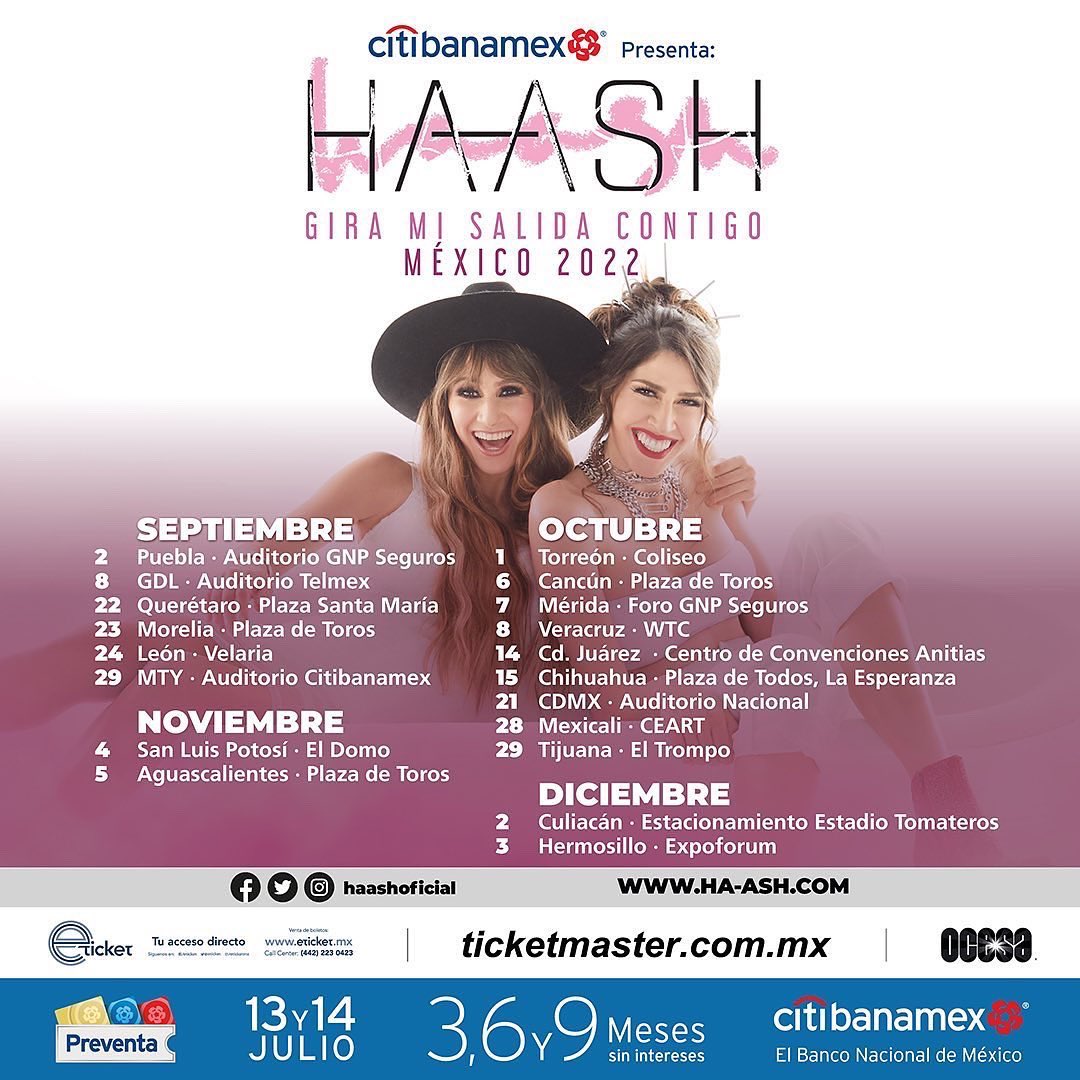 UMPG_Mexico's tweet photo. Nuestras queridas @haashoficial anunciaron su gira #MiSalidaContigo por México y no queremos que nadie se pierda los conciertos de esta dupla explosiva.
#UMPG #AutorUniversal #SongWritersFirst https://t.co/a8WEYeM6zs