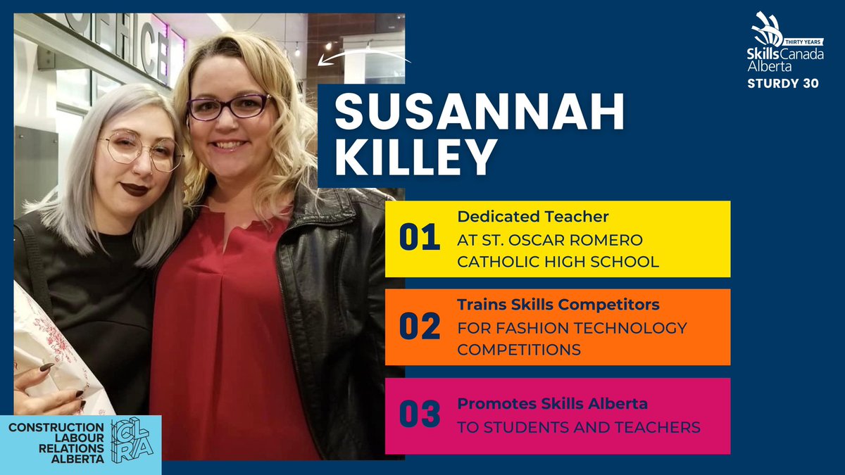 skillsalberta's tweet photo. Join us in congratulating Susannah Killey on her Sturdy 30 award! 🎉

She is an encouraging and supportive role model to students and colleagues… who is not only a skills champion but makes others feel like family 😃

#sturdy30 #skillsalberta #skilledtrades https://t.co/T6sxpDHUKz