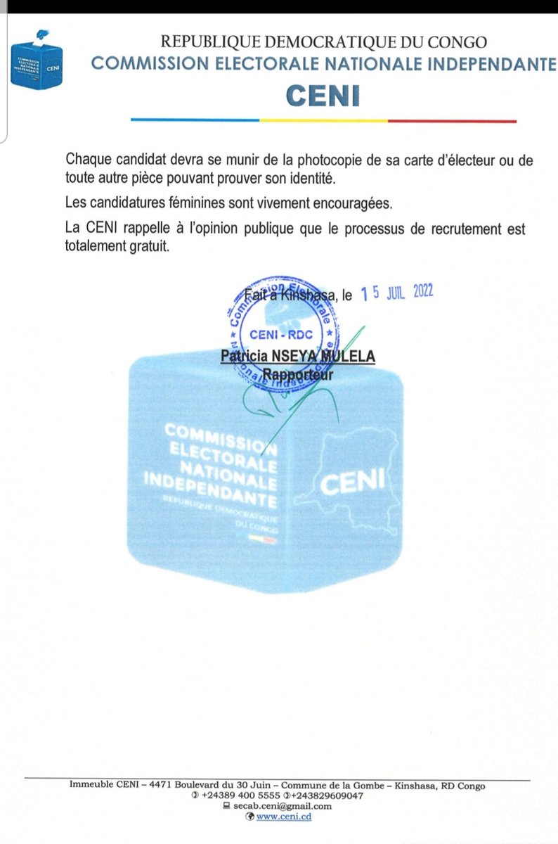 cenirdc's tweet photo. Voici le lien pour envoyer le dossier électronique : https://t.co/I4wqN4mALO https://t.co/GSj558zgbs