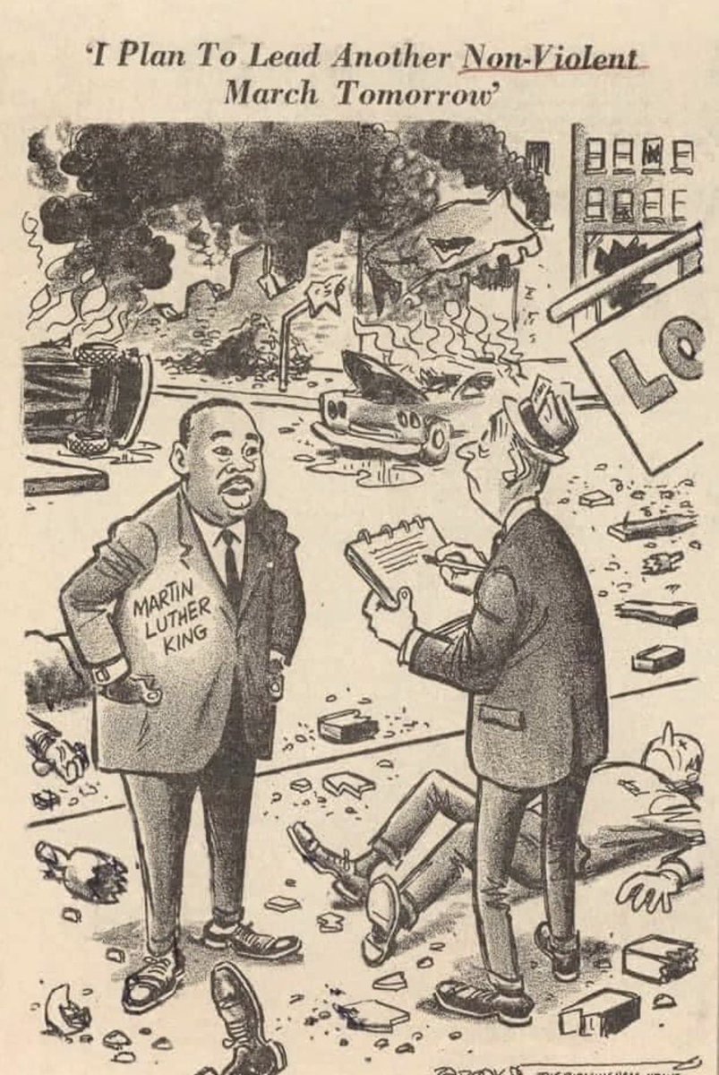 BerniceKing's tweet image. A cartoon about my father from the 1960s.

At the time he was assassinated, a poll reflected that he was one of the most hated men in the United States.

Today, his message is distorted by many who would have hated him then, but evoke him now to deter justice and truth. #MLK