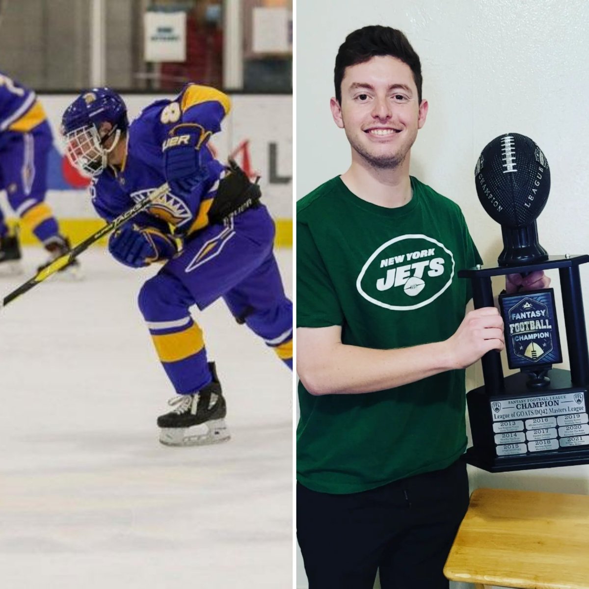CFTUDPOD's tweet photo. He is an @SJSUHockey alum, a DQ42 Masters League Champion &amp; Pick Em Champion. He is a New York Sports &amp; 🏒 fanatic. @12maxm or @SJSUMaxMiller will be the next guest. Use #AskMM if you are curious about Max's fantsay football or his obsession with my pick em Contest. https://t.co/SmpoZLuX7X