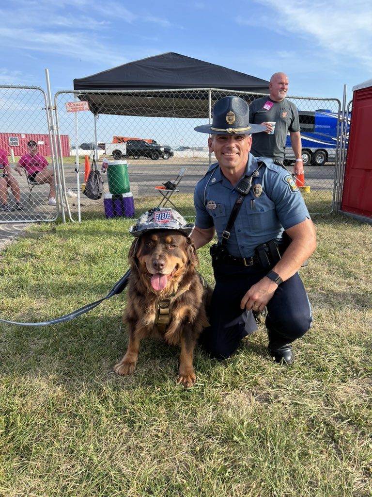 The moment you’ve been waiting for since yesterday, we got to introduce Farley, our canine staff member, to <a href="/TrooperBenKHP/">Trooper Ben</a> at <a href="/CountryStampede/">Country Stampede</a>! Thanks Trooper Ben for stopping by for a picture #betheforce