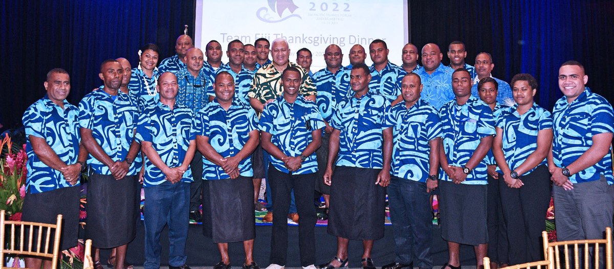 Fiji_MFAET's tweet photo. .@FijiPM hosted #TeamFiji to a thanksgiving dinner last night, in appreciation of the tireless efforts and dedication which saw the successful completion of the 51st #PacificIslands Forum Leaders meeting in ๐ซ๐ฏ.
"Vinaka Vakalevu #TeamFiji๐ซ๐ฏ for all the hard work and commitment." https://t.co/yAhYXQy14f