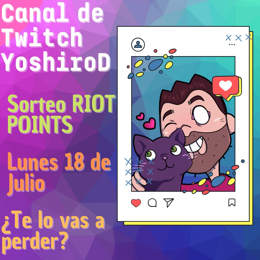 YoshiroD3's tweet image. Genteeeeeee! LUNES 18  habrá un sorteo de RIOT POINTS CARD para que lo canjeeis en VALORANT o LEAGUE OF LEGENDS ! Sígueme en Twitch Twitch.tv/yoshirod y las subs tienen más % de ganar ! @BeStrongBulls @Grupo_Twitch @ApoyoTwitch @AyudaStream @simbita39 @manusinnombre  @