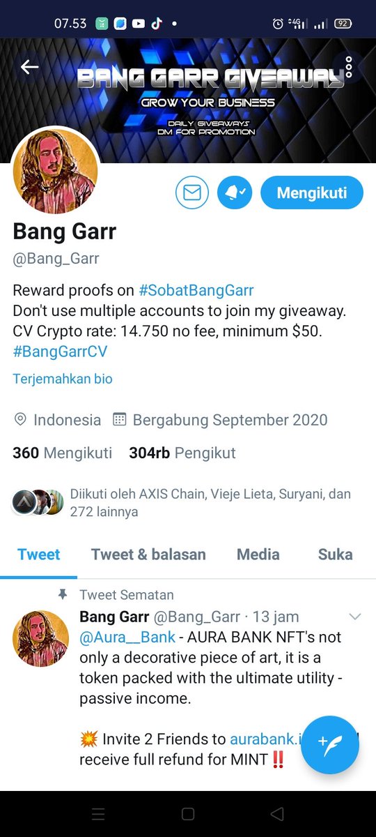 SHarnawati's tweet photo. @Bang_Garr Done.. semoga beruntung.. Aamiin https://t.co/fTP1dWPvKE