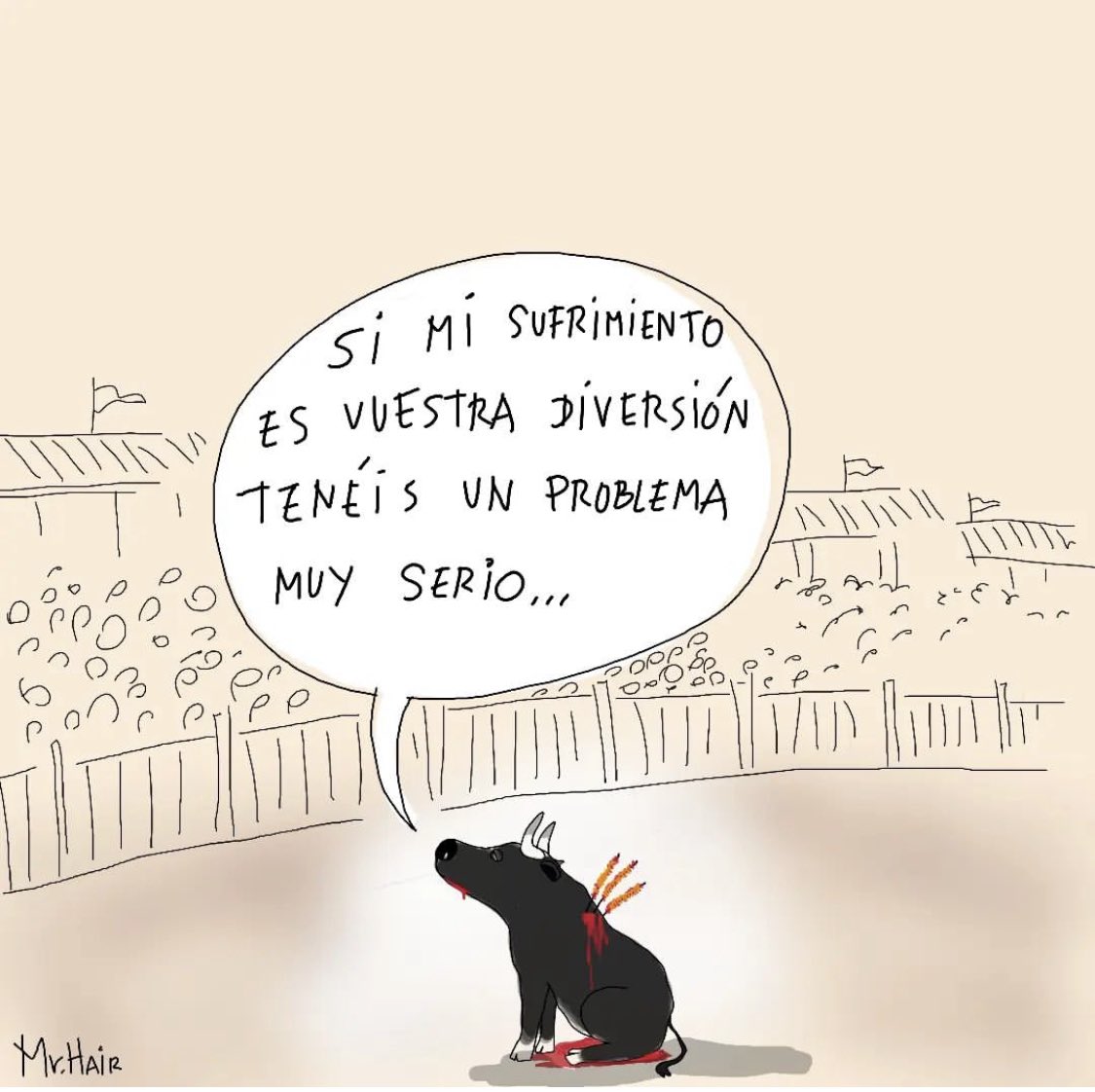 🚫Ningún "espectáculo" que implique el dolor de un animal debe ser aceptado y, mucho menos, apoyado por nosotros. Si pagamos por asistir a estos eventos nos convertimos en cómplices de la maltad y del maltrato que hay detrás de todo eso. 

📸 Mr. Hair <a href="/mr/">mr</a>.hair18