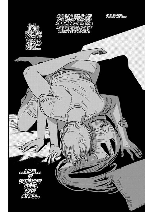 possibly unpopular opinion but I felt like maybe power had some feelings for denji by the end of part 1. idk if he would have reciprocated, and I could be wrong entirely, but there's something about her expressions in these panels that always made me think so 
