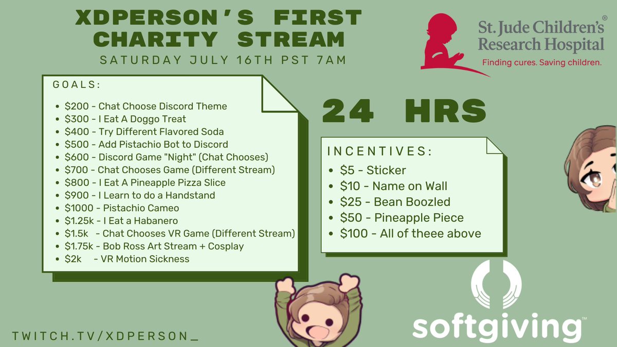 xdperson_'s tweet photo. Just a reminder that the Charity Stream is tomorrow and starts 7AM PST time. I am now excited but also nervous lol https://t.co/6PbNmUwHkQ
