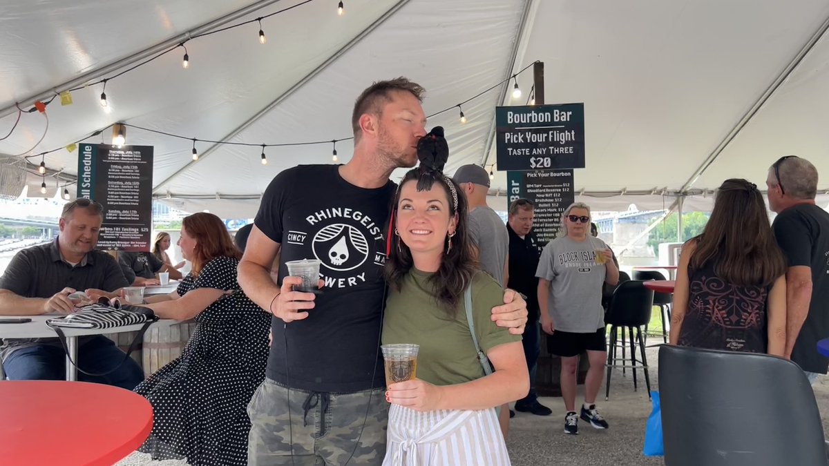bbbfestcincy's tweet photo. Someone get this bird a beer! 🍻 We'll be down by the Ohio River until 11pm tonight and tomorrow from noon to 9pm. https://t.co/HR5EcY6lFX