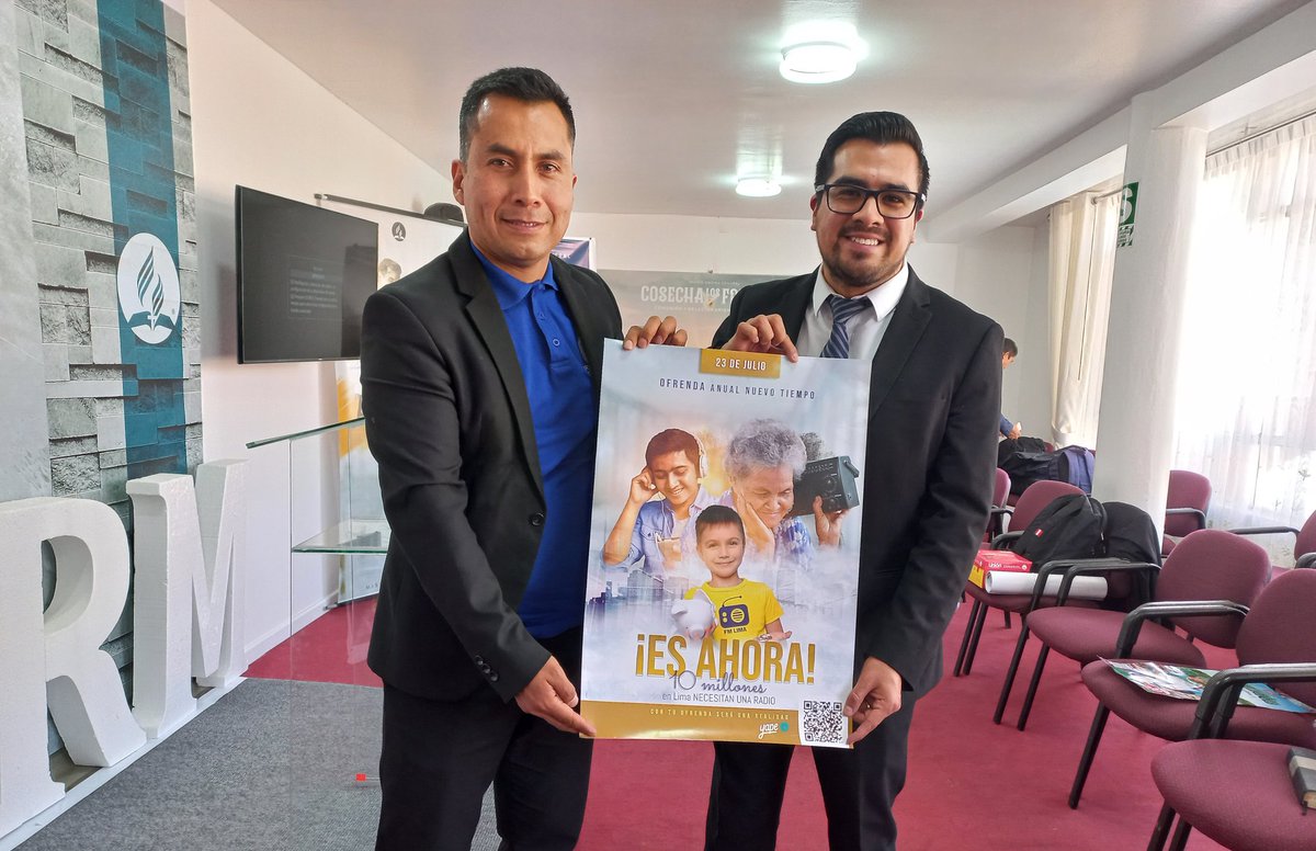 PrDavisSantiago's tweet photo. 🚨#EsAhora el momento para que #Lima escuche de Jesús a través de una radio en FM 😱😱😱  ¿Te imaginas? Más de 10 millones de personas escucharán Radio Nuevo Tiempo.
🗓️Este 23 de julio participa en la #OfrendaAnualNT 🥳 y hagamos realidad este sueño 🙌🏼 📻 https://t.co/3XWlKZAGUv https://t.co/bHtvugcf2q
