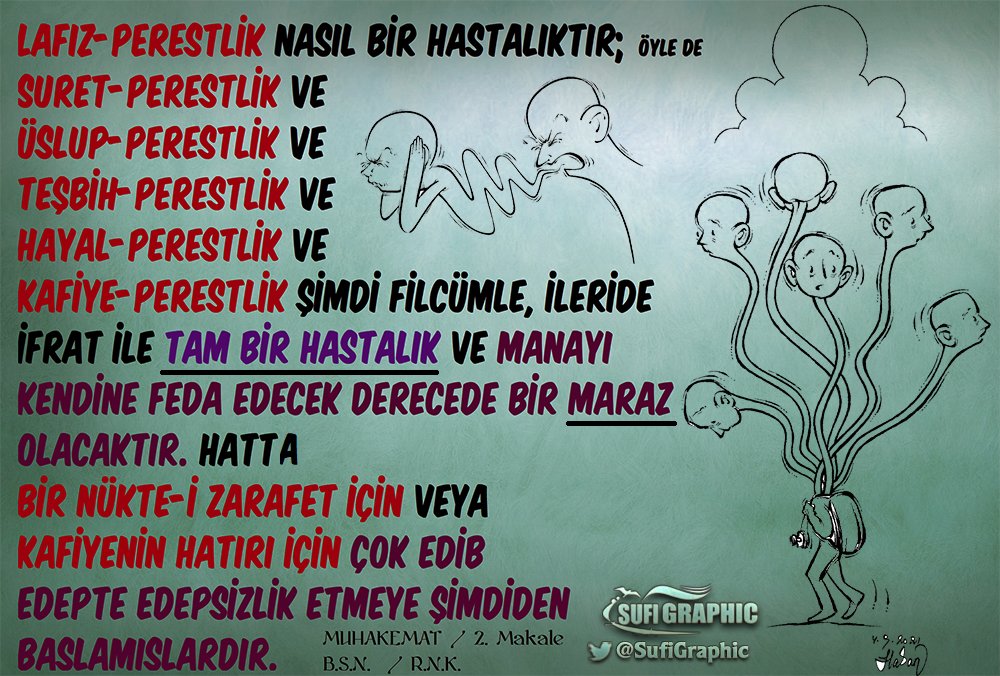 SufiGraphic's tweet photo. #Lafız #Suret #Üslup #Teşbih #Hayal #Kafiye #ifrat #Tefrit #Mana #Bediüzzaman #RisaleiNur #Muhakemat #Zerafet #Edebiyat #Ölçü ÖLÇÜYÜ KAÇIRMAK/ AŞIRI ABARTMAK/ MANAYI ÖLDÜRMEK/ GERÇEĞİ ÇARPITMAK, SANAT-EDEBİYAT DEĞİLDİR/ YAZARLIK DEĞİLDİR. SANAT-EDEBİYATTA DENGE GÖZETİLMELİ https://t.co/FU6FbzYMRB